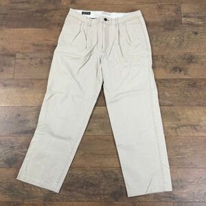Orvis Men's Khaki Pleated Chino Pants Size 35‎ Cotton Khaki Tan Pockets